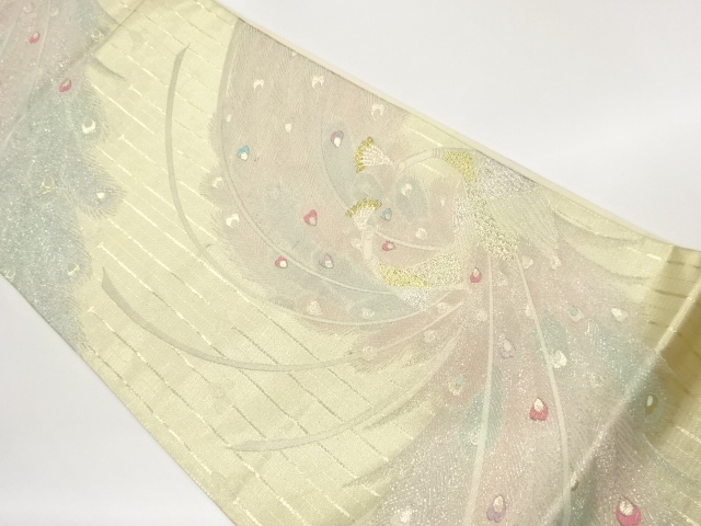JAPANESE KIMONO / FUKURO OBI / WOVEN PEACOCK 